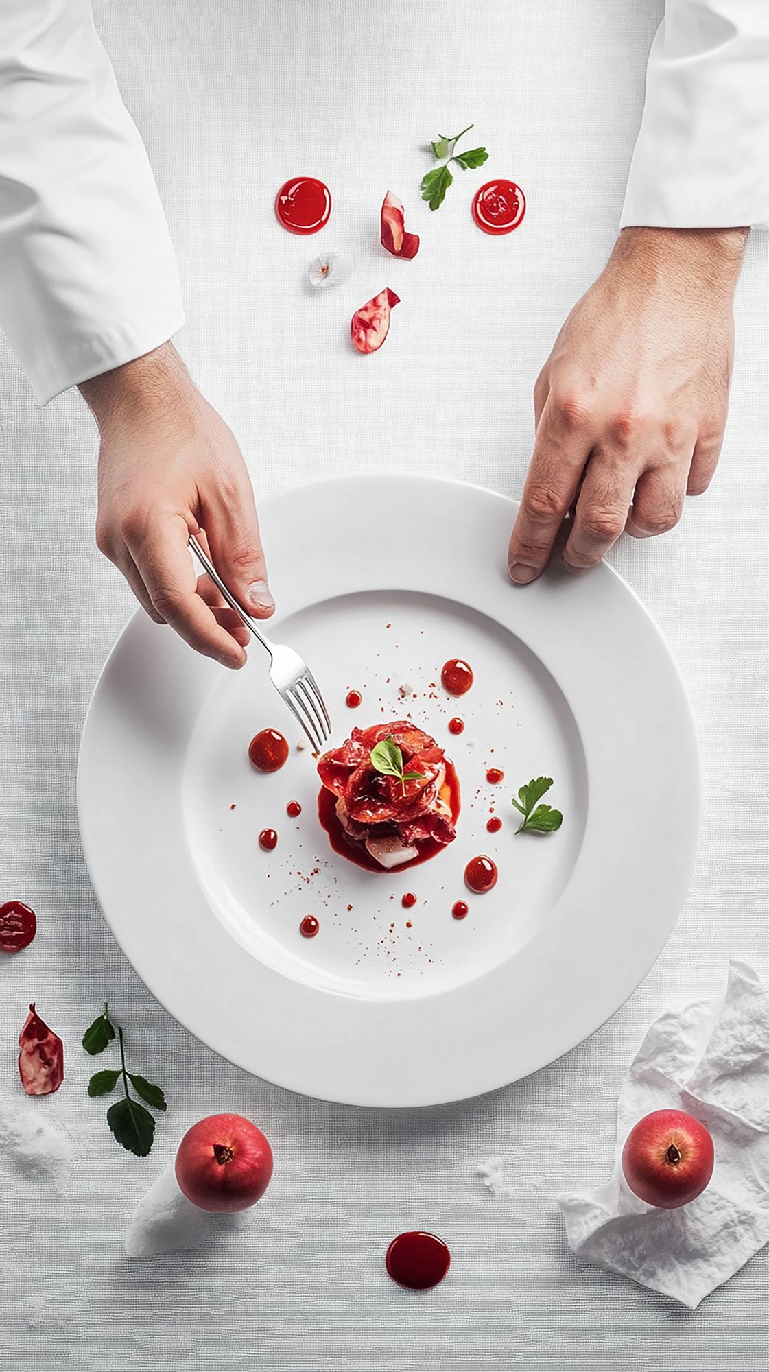 Luxury chef plating a dish